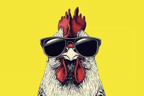 Buch Chicken Impossible: gezeichnetes Huhn mit Sonnenbrille 